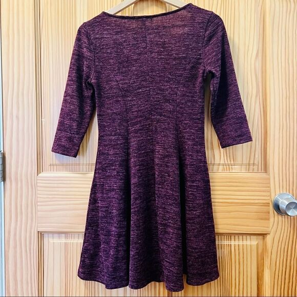Bebop Be You Be Free maroon purple spacedye knit 3/4 sleeve dress S - Picture 3 of 7